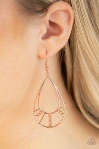 Earrings - Line Crossing Sparkle - Copper